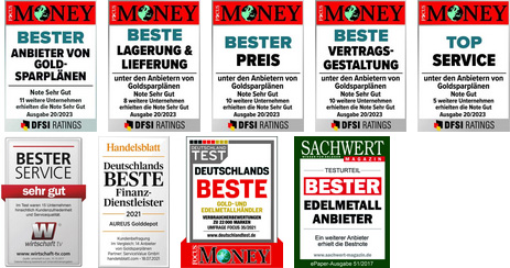 Aureus Tarif Flex - Golddepot & Edelmetalle: Ratings und Auszeichnungen